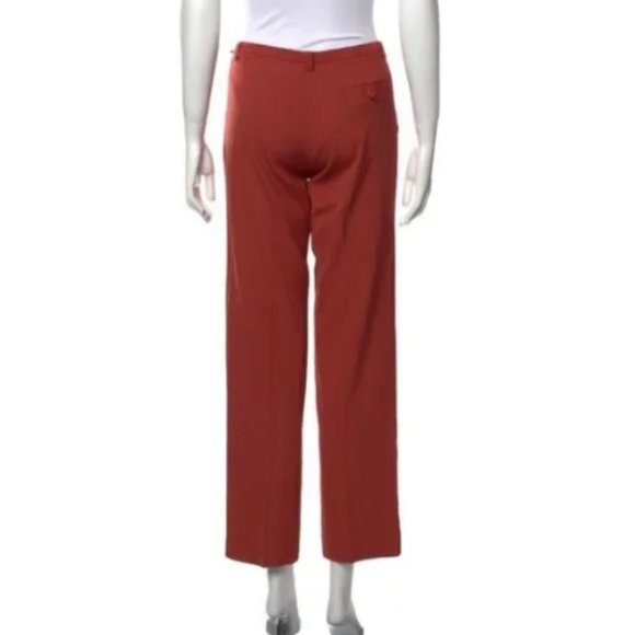 Balenciaga Straight Leg Dress Pants Sz 2 Rusted Orange Mid-Rise Trousers - Picture 2 of 10